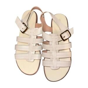 New Cole Haan Women's White Strappy Leather Sandals, 7.5